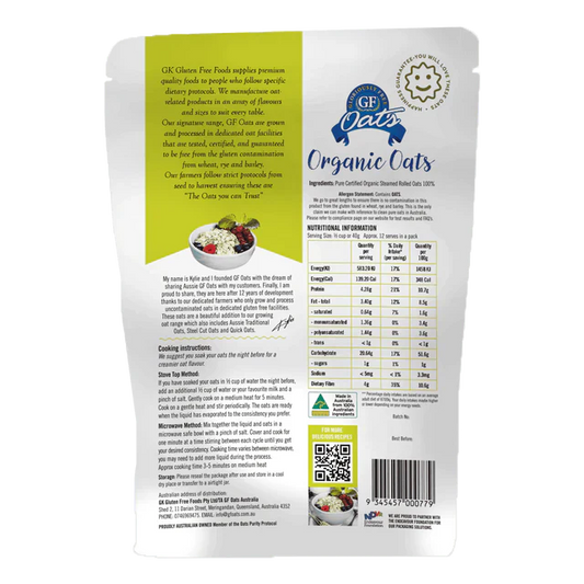 GF Oats Organic Oats *tested nil to gluten contamination* -500g