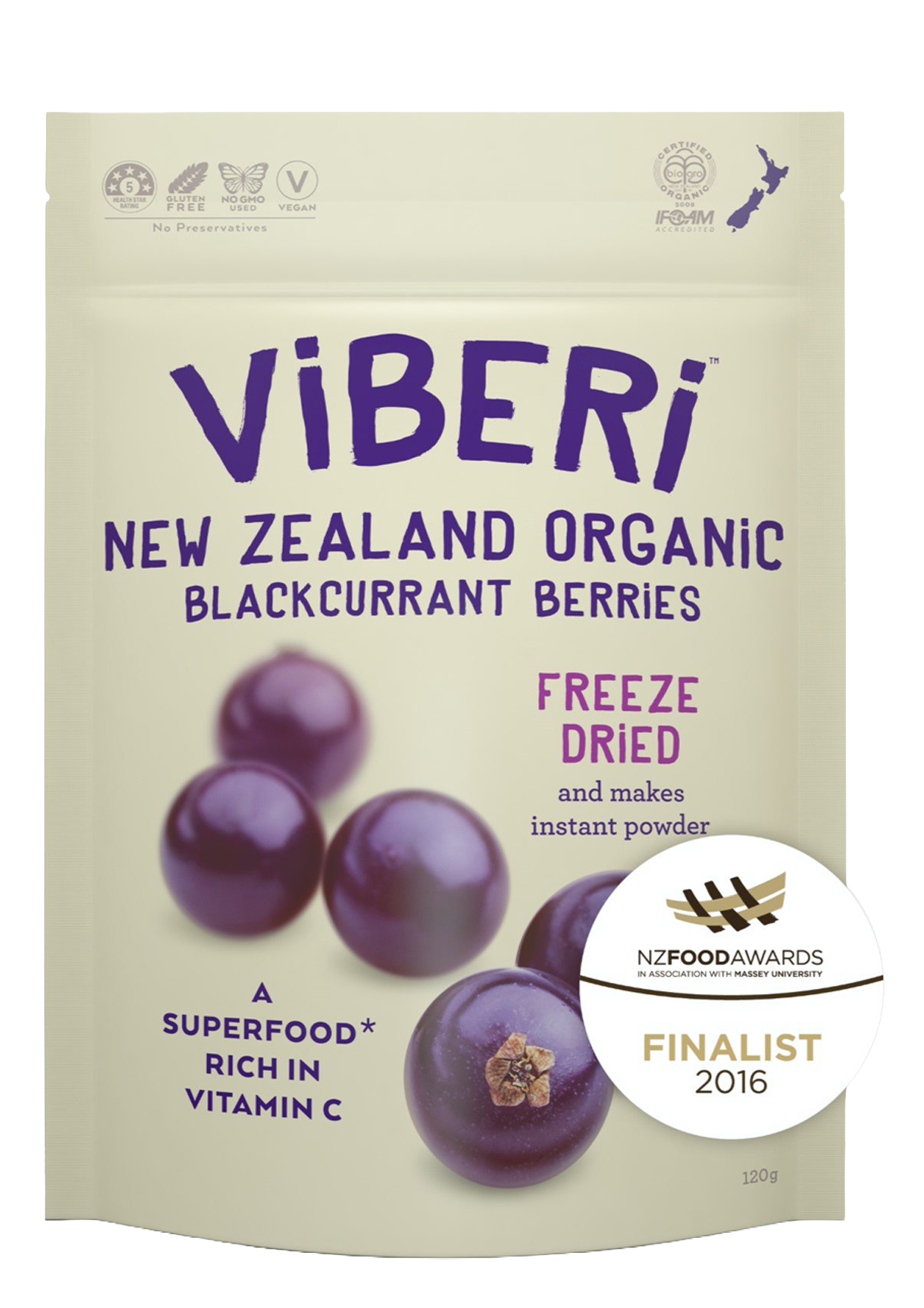 Freeze Dried Organic Blackcurrants 120g