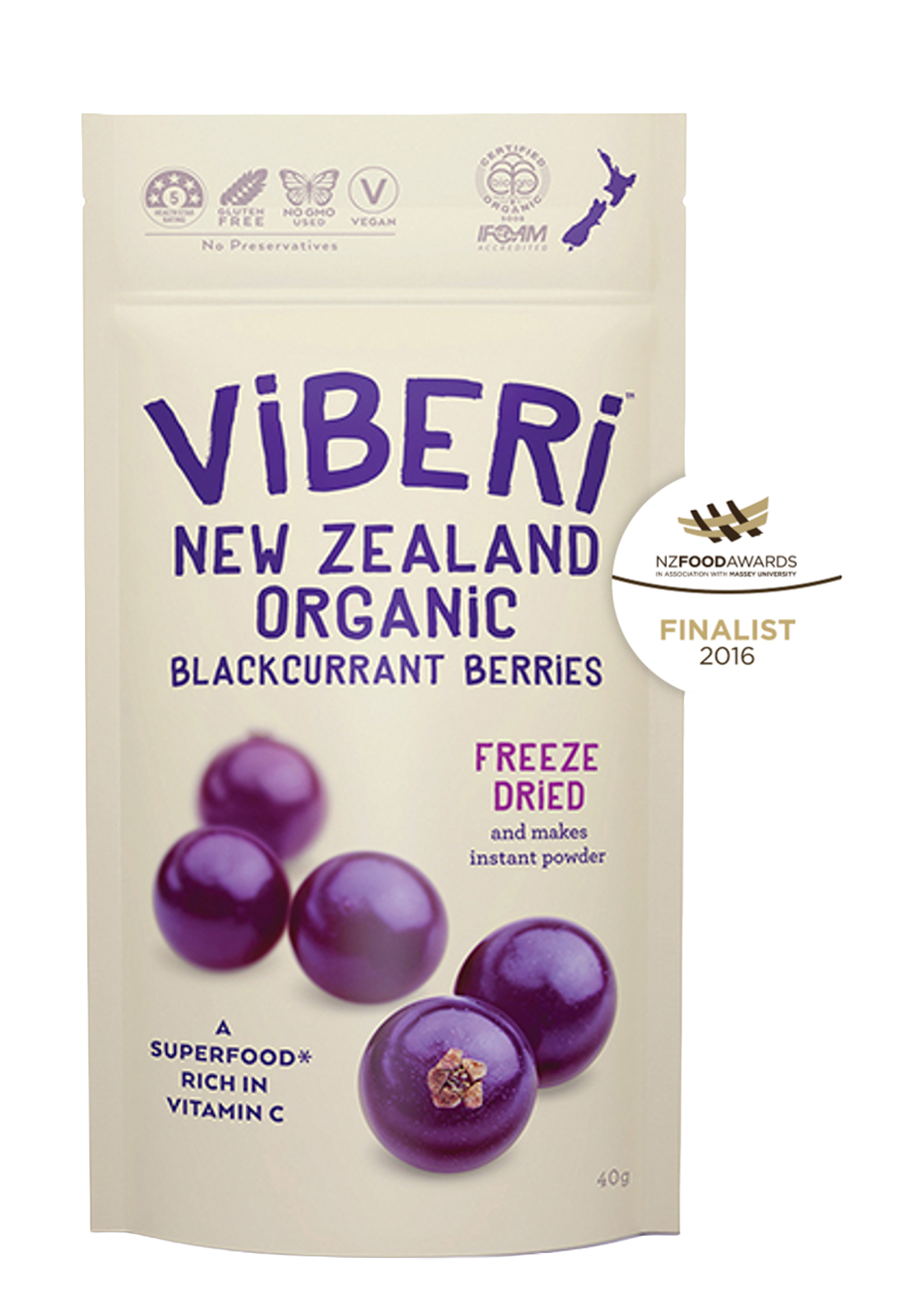 Freeze Dried Organic Blackcurrants 40g