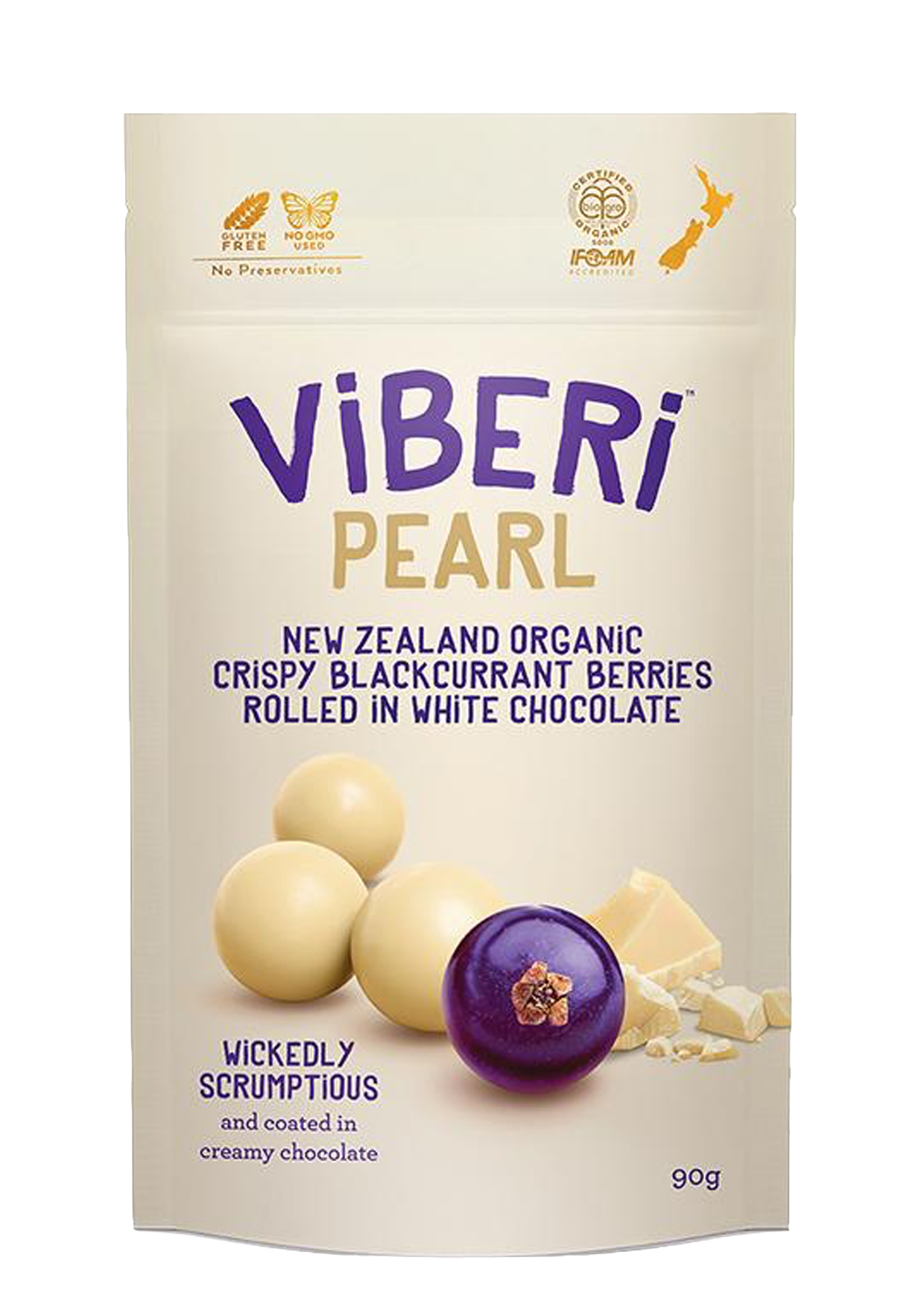 PEARL Organic Chocolate Rolled Blackcurrants 90g